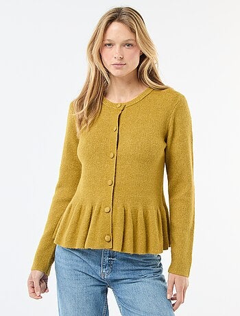 Gilet en maille fine jauge à base volantée