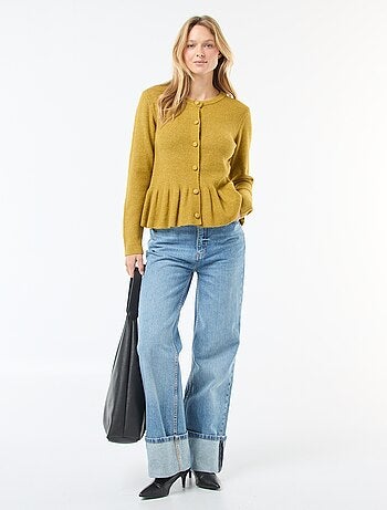 Gilet en maille fine jauge à base volantée