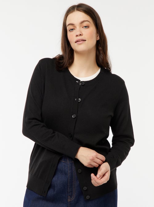 Gilet en maille fine jauge avec ouverture boutonnée - Kiabi