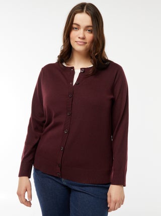 Gilet en maille fine jauge avec ouverture boutonnée