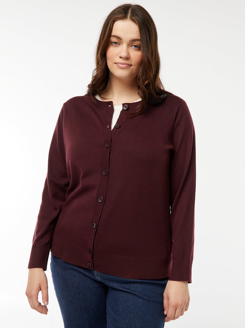 Gilet en maille fine jauge avec ouverture boutonnée Rouge - Kiabi