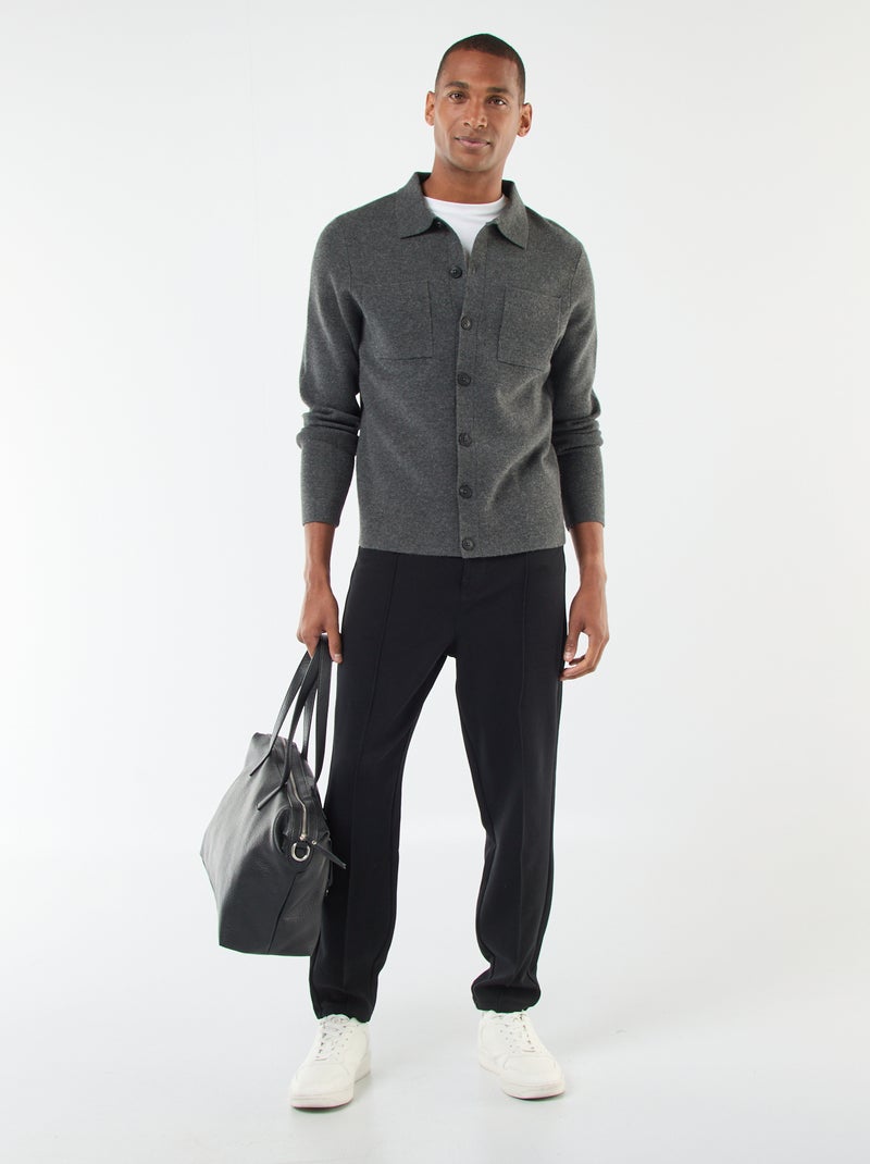 Gilet en maille fine jauge Gris - Kiabi