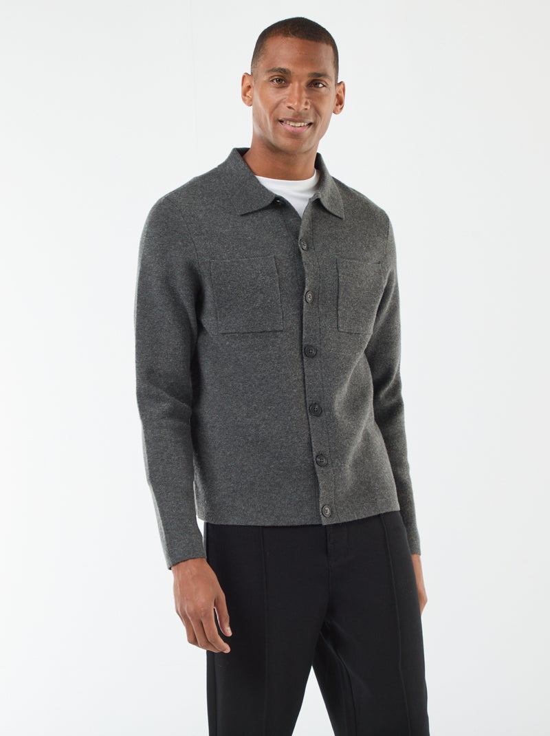 Gilet en maille fine jauge Gris - Kiabi