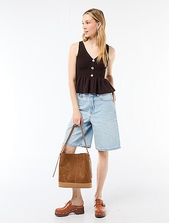 Gilet en maille fine jauge ouverture boutonnée