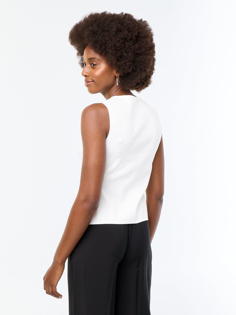 Gilet en maille fine jauge sans manches Blanc - Kiabi