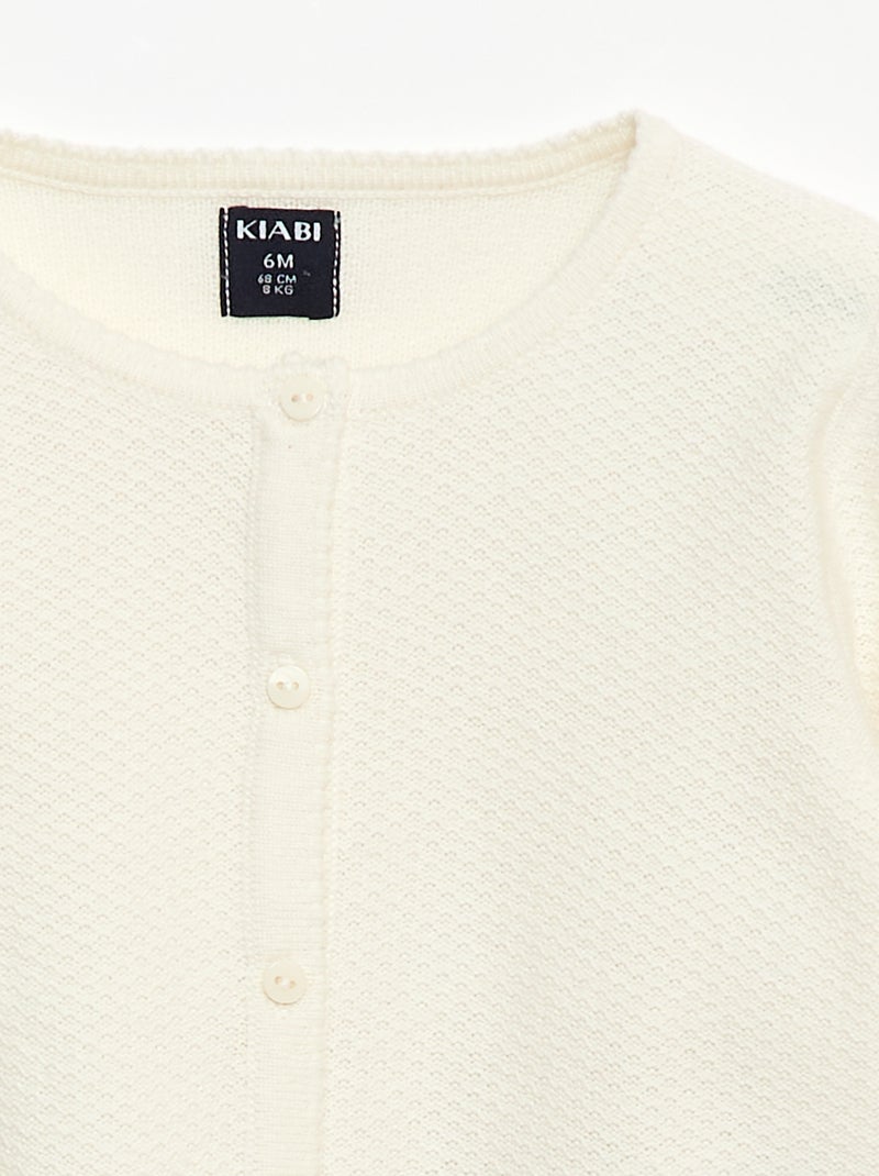Gilet en maille fine jauge uni Blanc - Kiabi