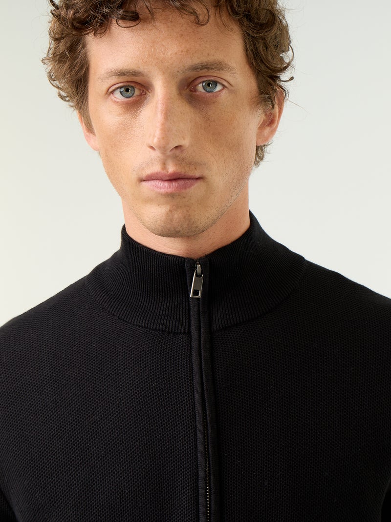 Gilet en maille fine jauge zippé Noir - Kiabi