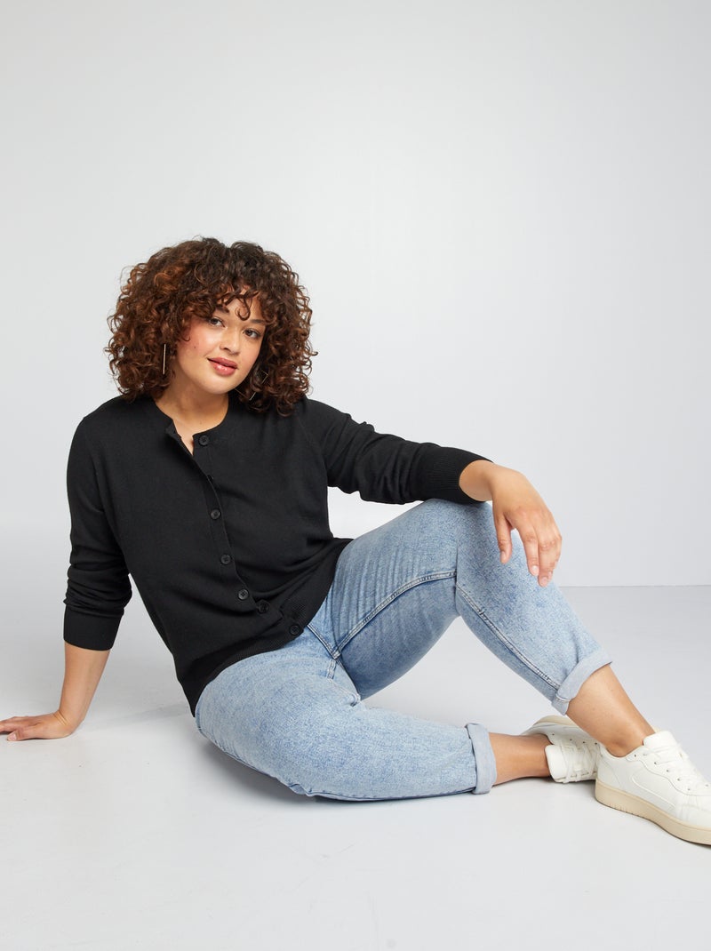 Gilet en maille fine noir - Kiabi