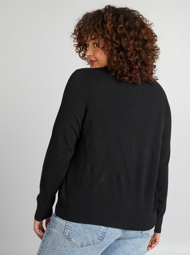 Gilet en maille fine noir - Kiabi