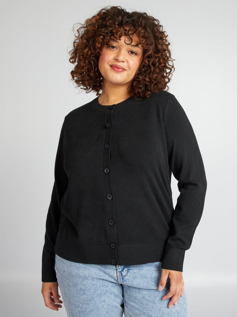 Gilet en maille fine noir - Kiabi