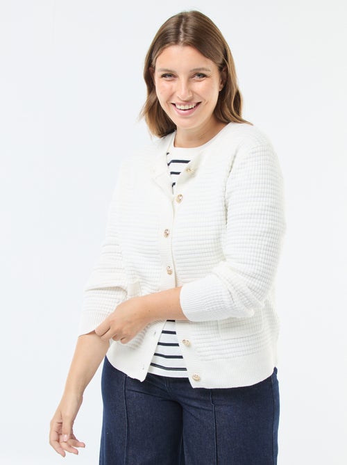 Gilet en maille gaufrée avec boutons dorés - Kiabi