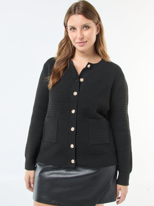 Gilet en maille gaufrée avec boutons dorés - Kiabi