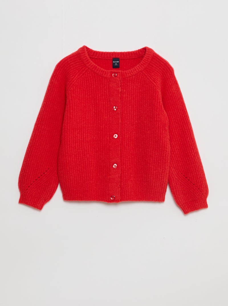 Gilet en maille grosse jauge avec ouverture aimantée - So Easy Rouge - Kiabi