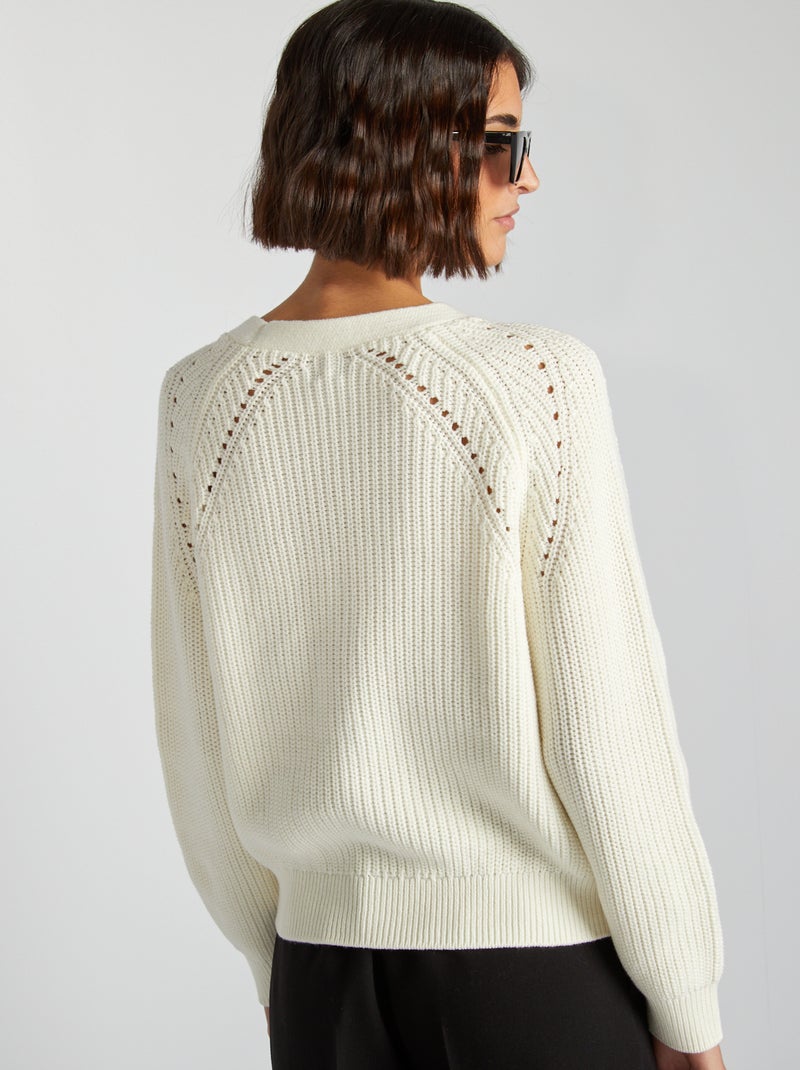 Gilet en maille grosse jauge blanc - Kiabi
