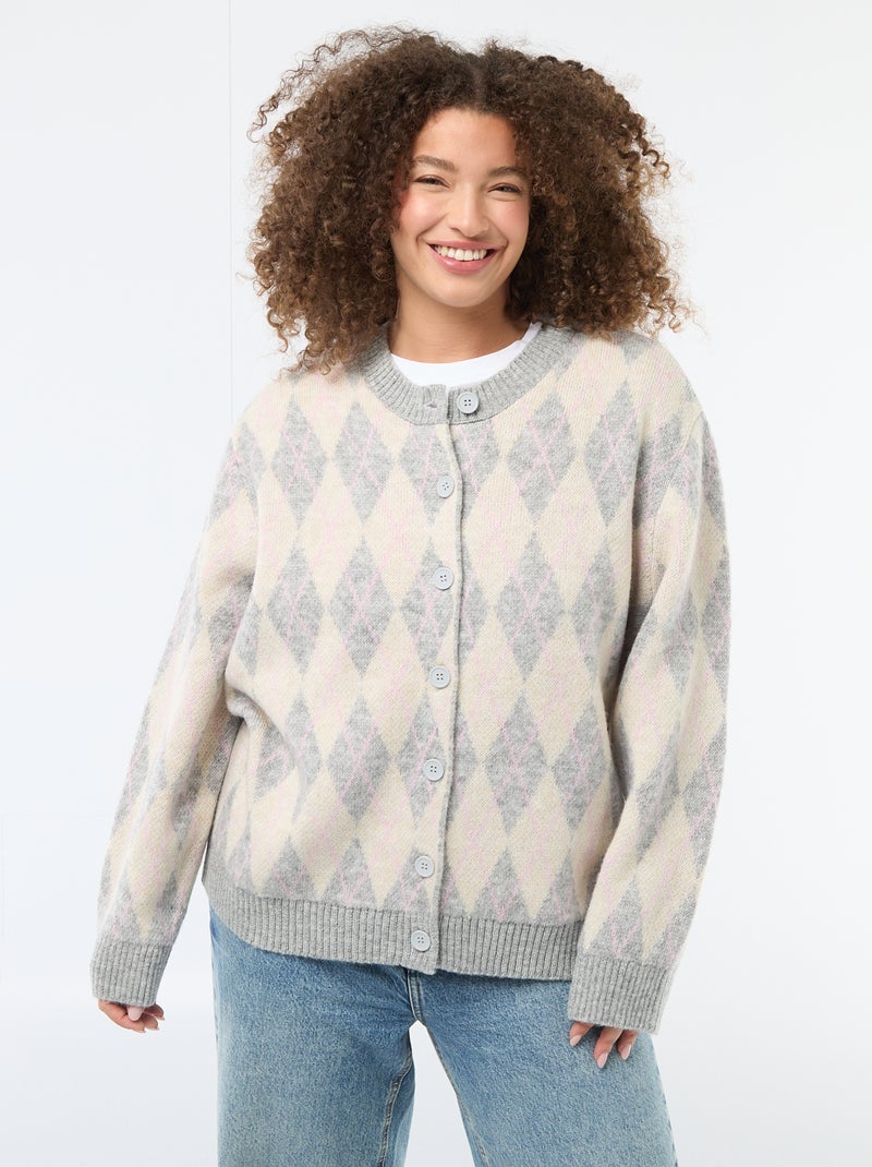 Gilet en maille grosse jauge Blanc - Kiabi