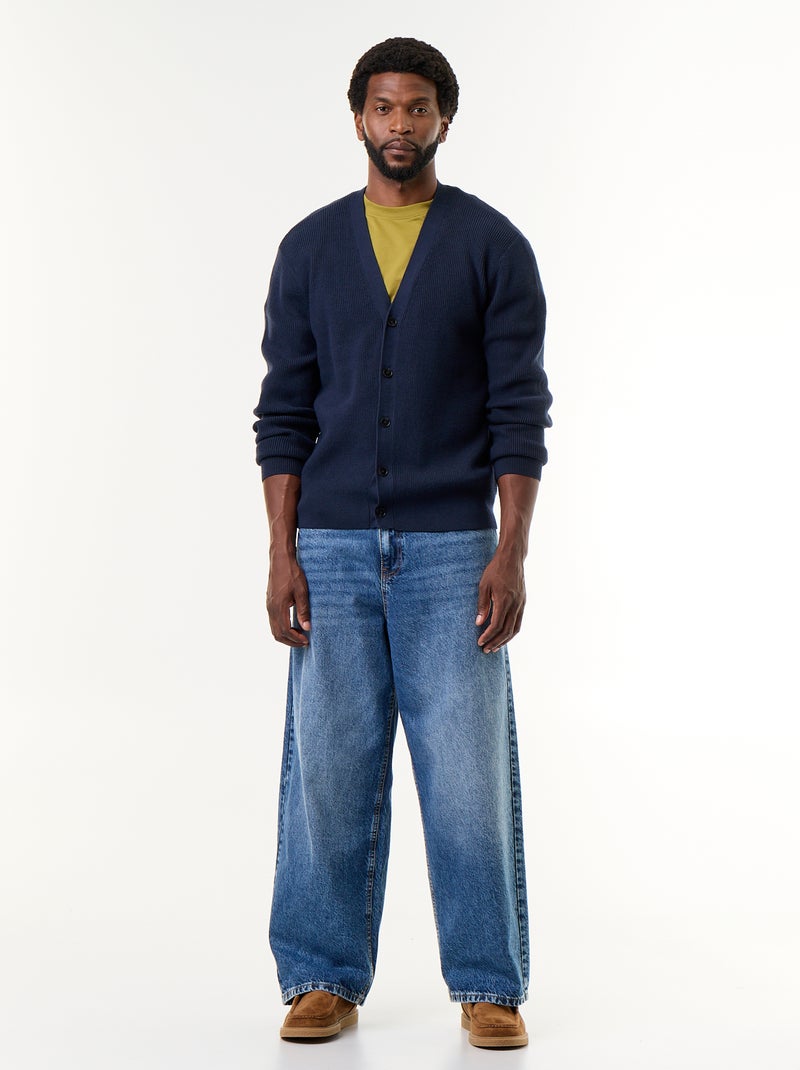 Gilet en maille grosse jauge Bleu - Kiabi