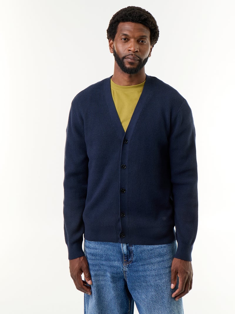 Gilet en maille grosse jauge Bleu - Kiabi