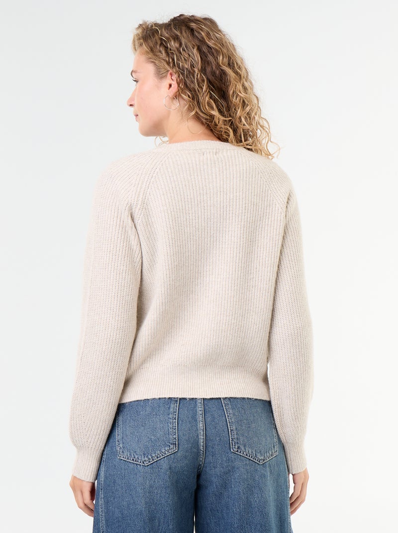 Gilet en maille grosse jauge Ecru - Kiabi