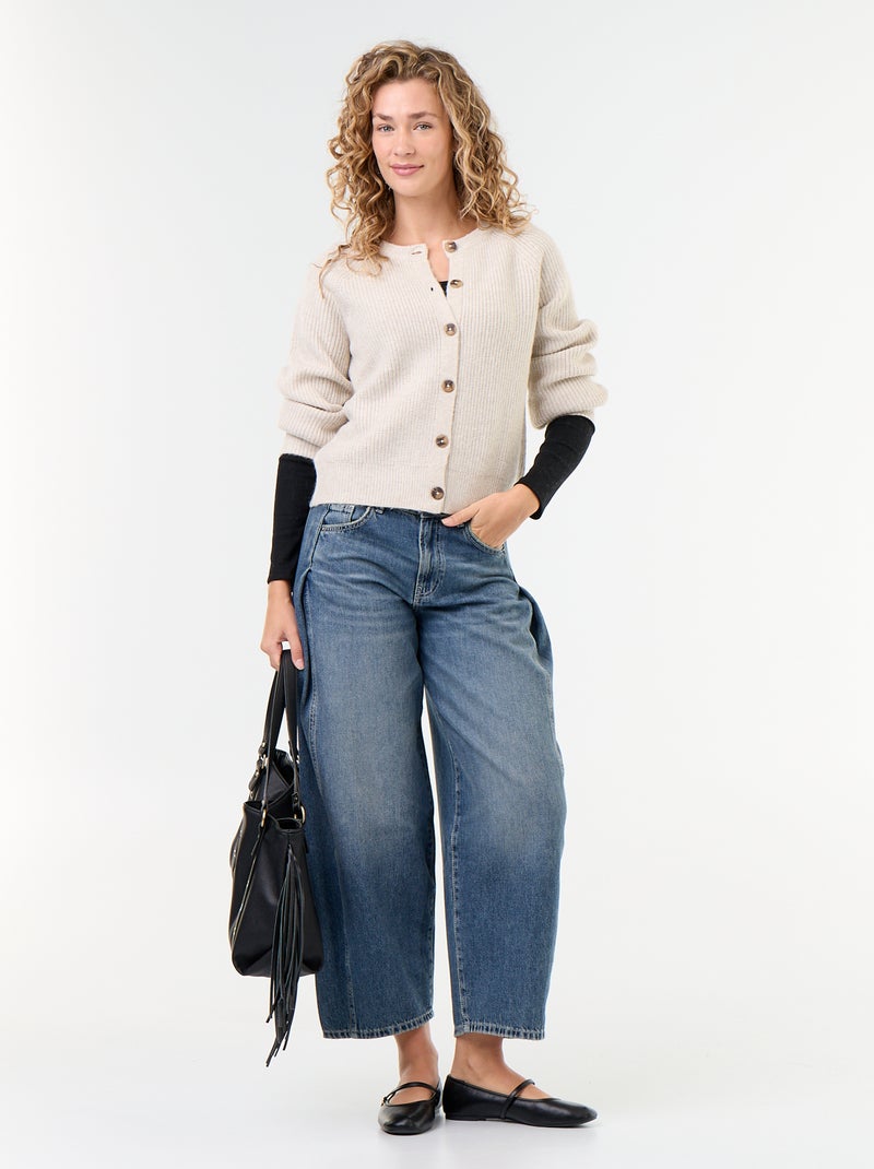 Gilet en maille grosse jauge Gris - Kiabi