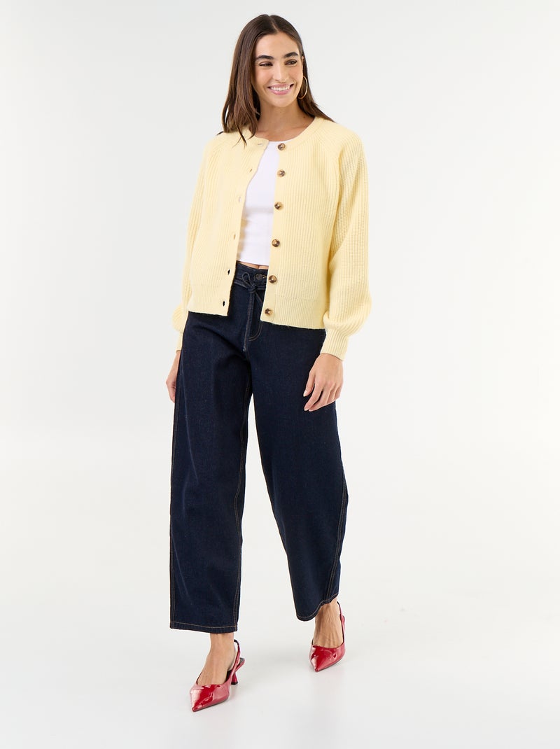 Gilet en maille grosse jauge Jaune - Kiabi