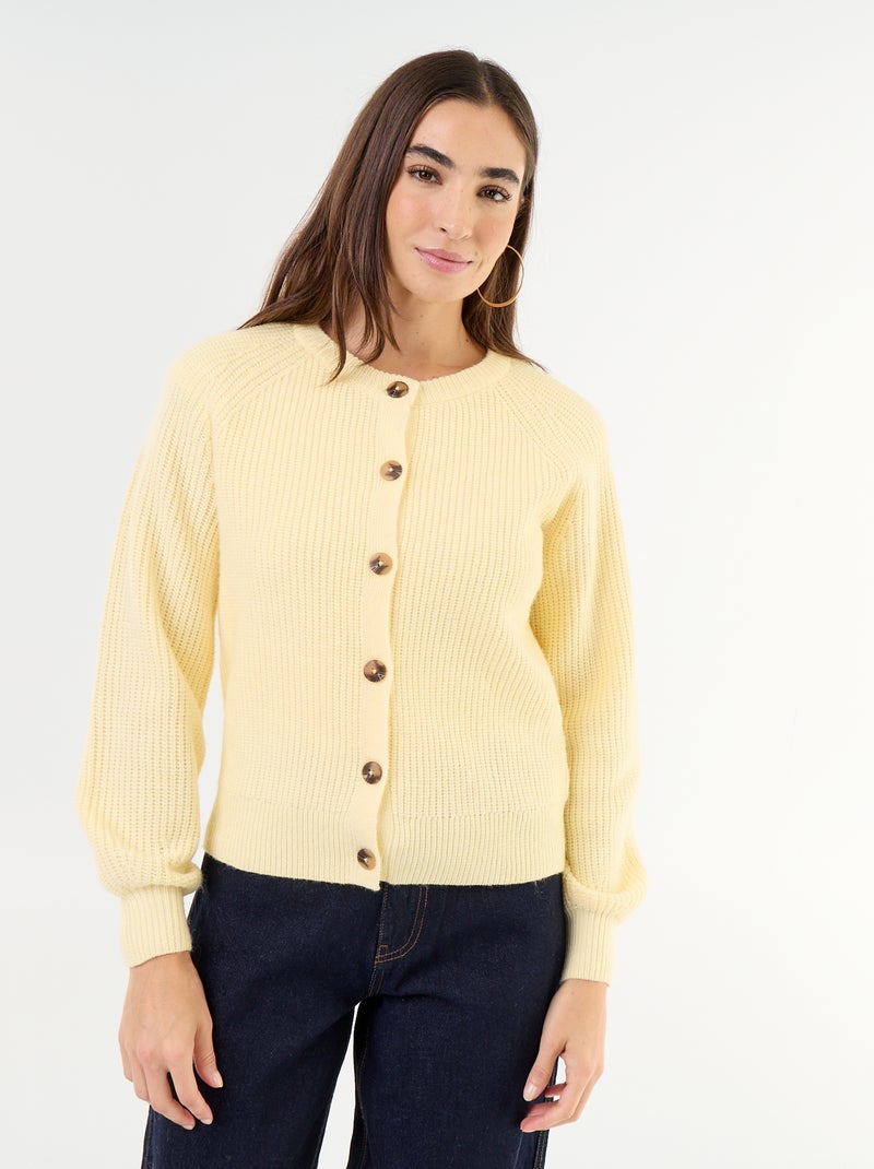 Gilet en maille grosse jauge Jaune - Kiabi