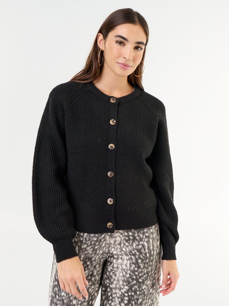 Gilet en maille grosse jauge Noir - Kiabi
