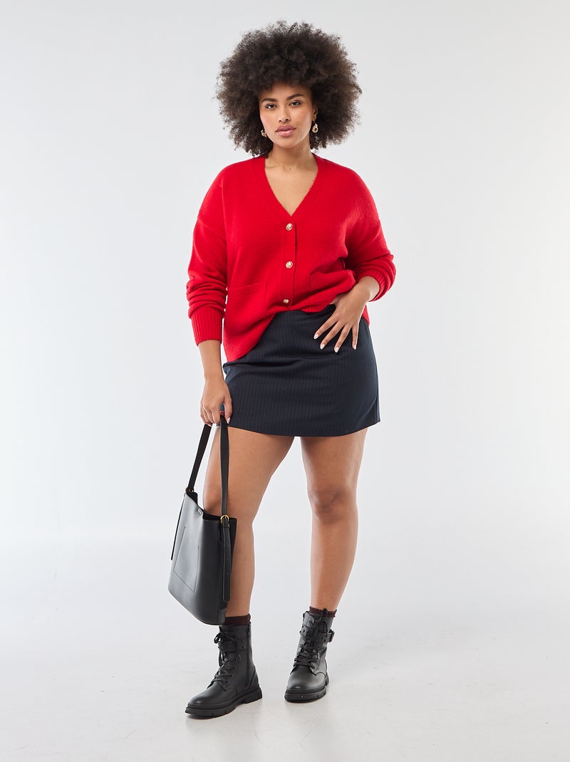 Gilet en maille grosse jauge Rouge - Kiabi