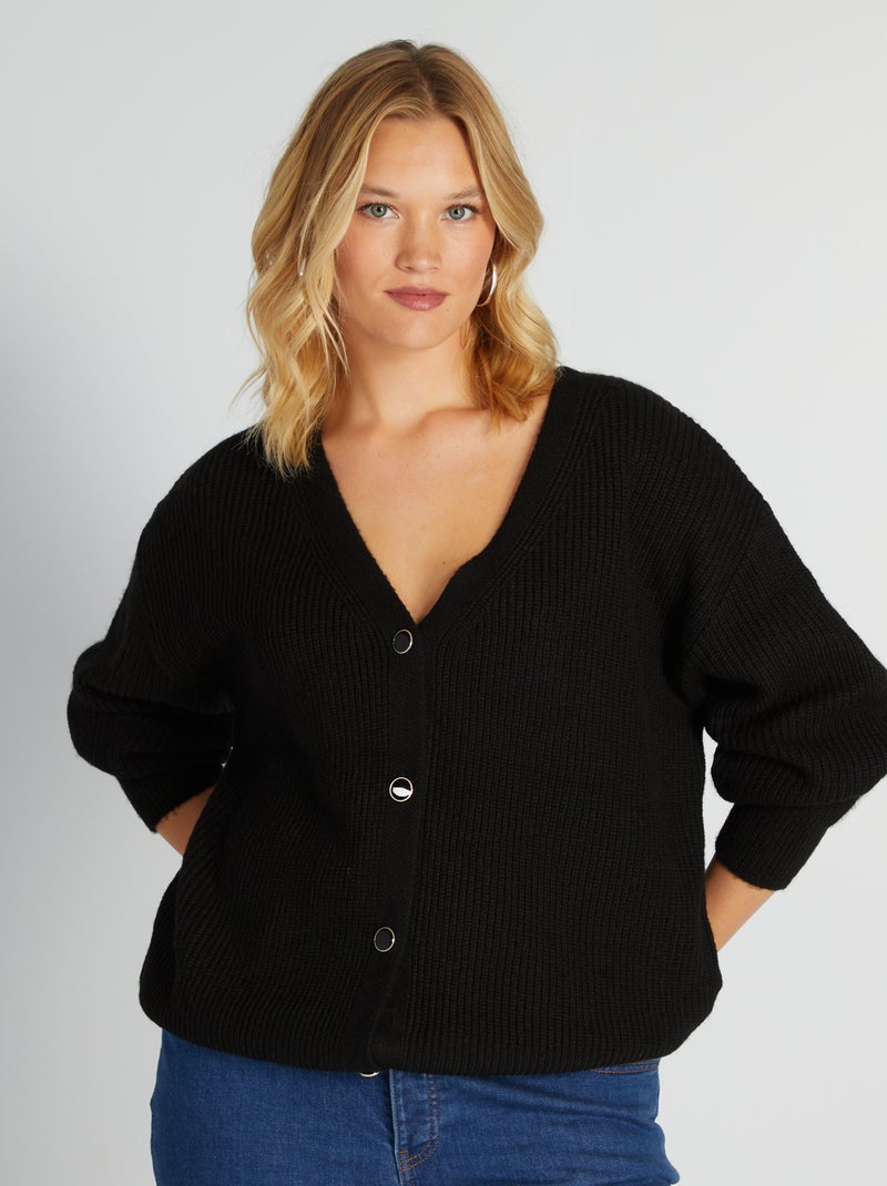 Gilet en maille noir - Kiabi