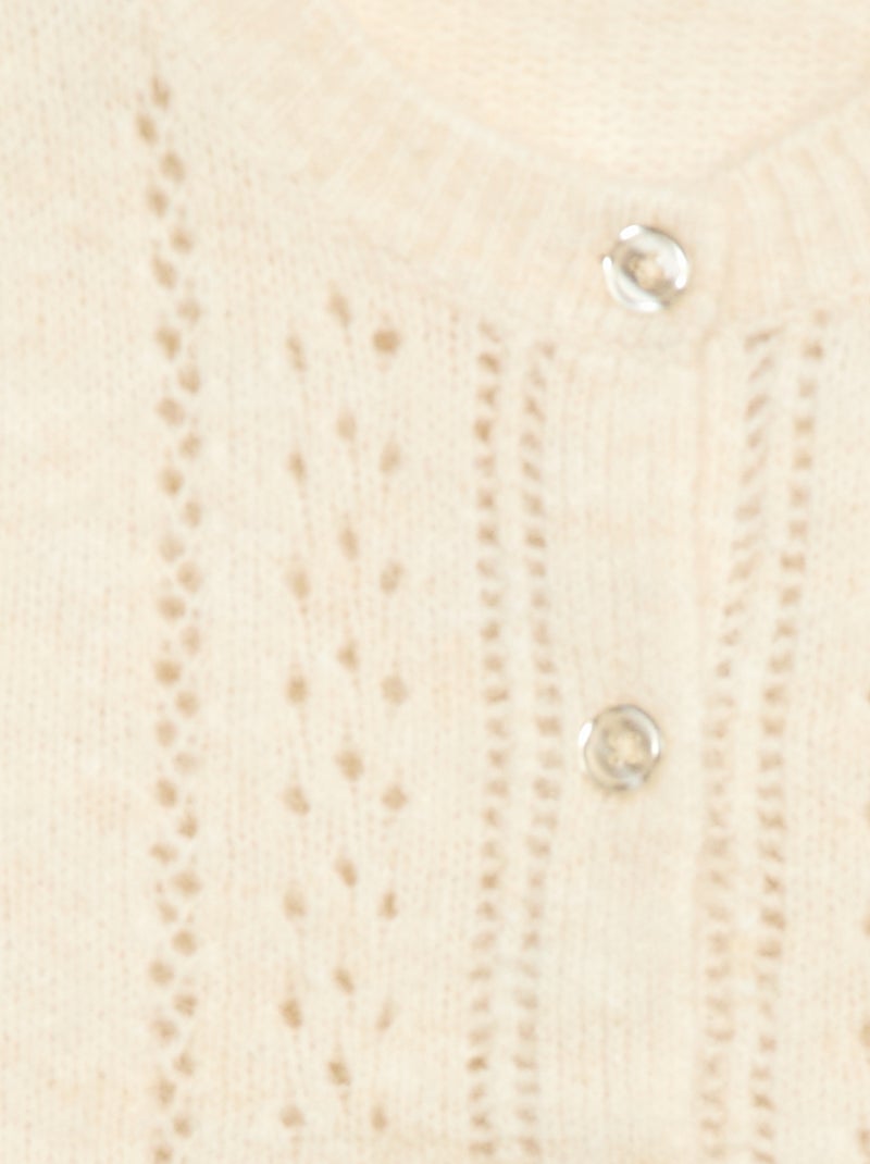 Gilet en maille pointelle Beige - Kiabi