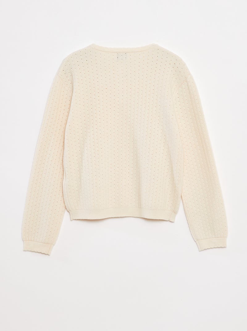 Gilet en maille pointelle uni Blanc - Kiabi