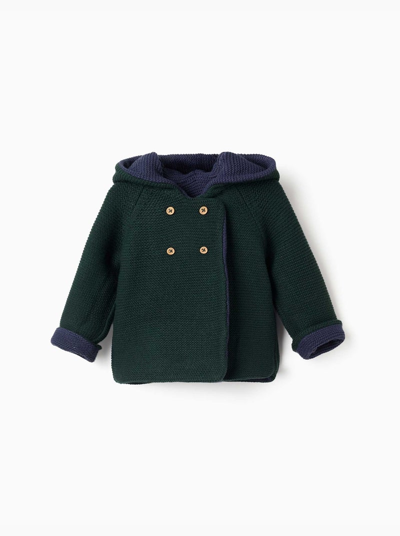 Gilet en maille réversible avec capuche Bleu foncé - Kiabi