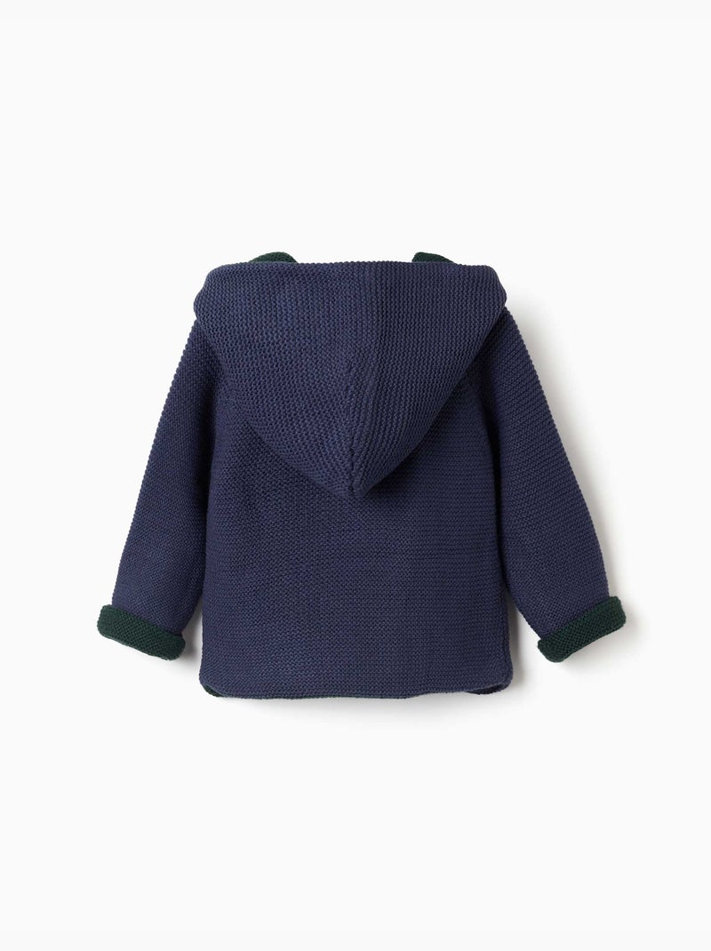 Gilet en maille réversible avec capuche Bleu foncé - Kiabi