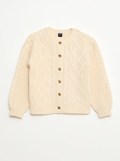 Gilet en maille torsadée avec ouverture boutonnée - Kiabi