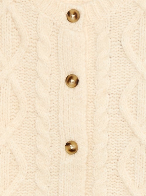 Gilet en maille torsadée avec ouverture boutonnée - Kiabi