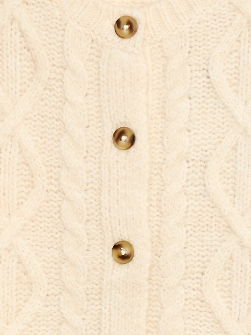 Gilet en maille torsadée avec ouverture boutonnée Blanc - Kiabi