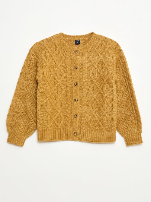 Gilet en maille torsadée avec ouverture boutonnée - Kiabi
