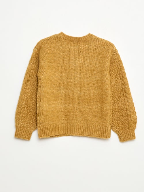 Gilet en maille torsadée avec ouverture boutonnée - Kiabi