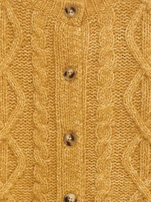 Gilet en maille torsadée avec ouverture boutonnée - Kiabi