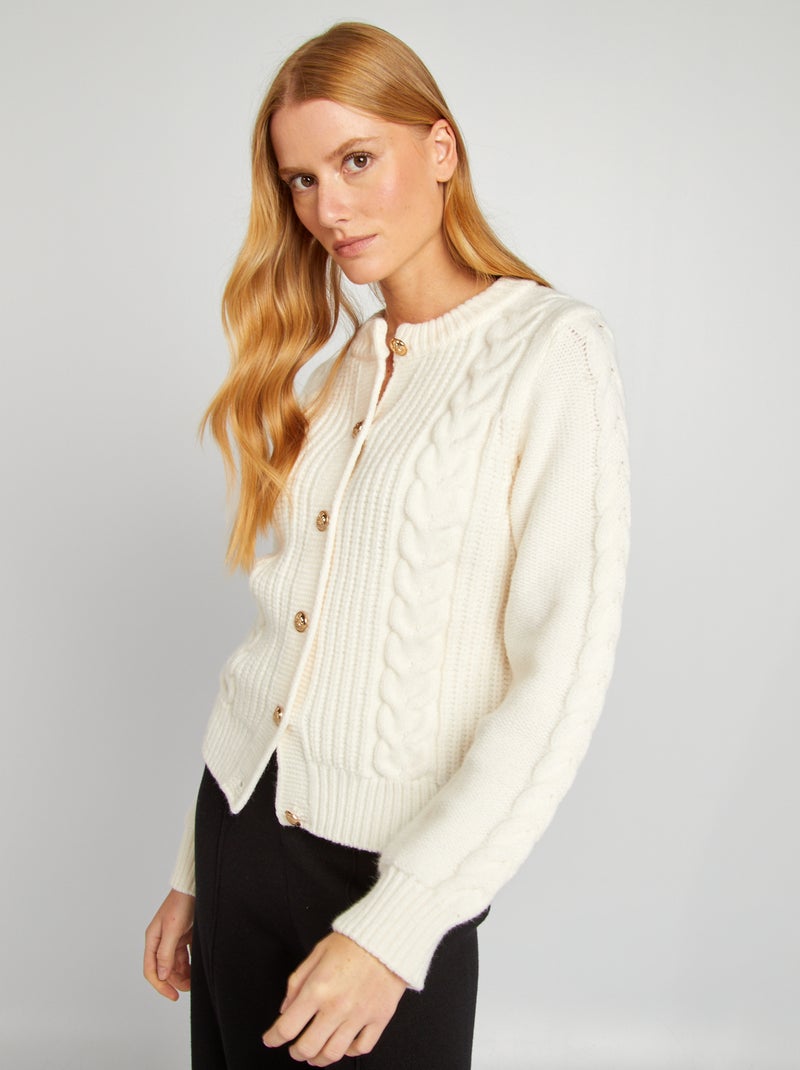 Gilet en maille torsadée Beige - Kiabi