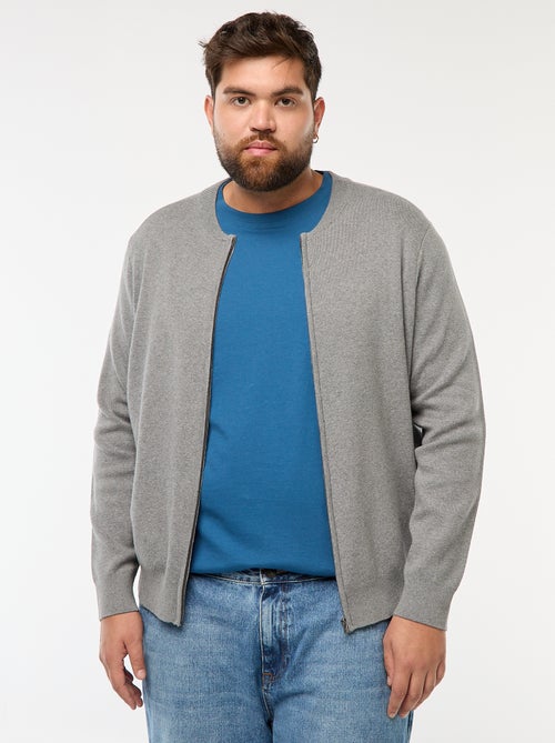 Gilet en maille tricot  à ouverture zippée - Kiabi