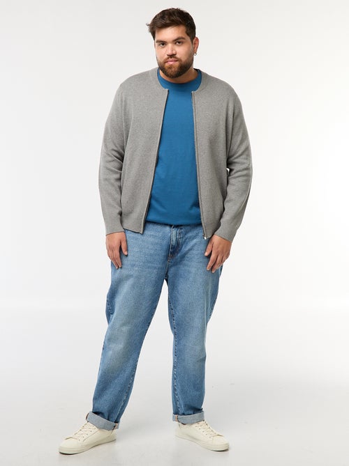 Gilet en maille tricot  à ouverture zippée - Kiabi