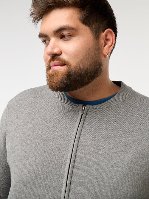 Gilet en maille tricot  à ouverture zippée - Kiabi