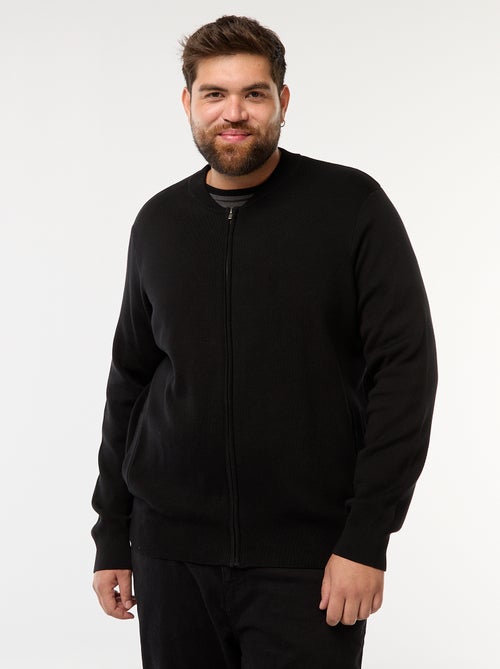 Gilet en maille tricot  à ouverture zippée - Kiabi