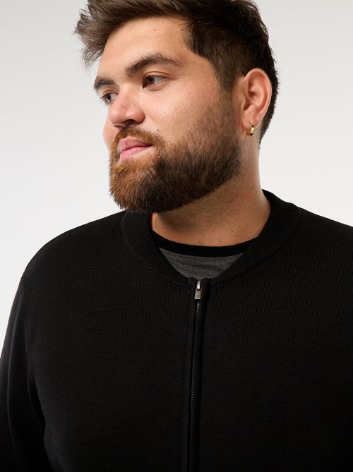 Gilet en maille tricot  à ouverture zippée - Kiabi