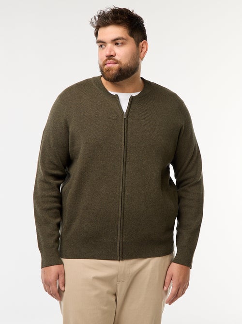 Gilet en maille tricot  à ouverture zippée - Kiabi