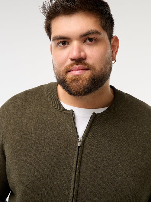 Gilet en maille tricot  à ouverture zippée - Kiabi