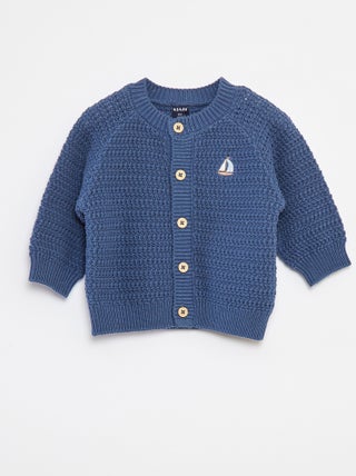 Gilet en maille tricot  avec broderie à la poitrine