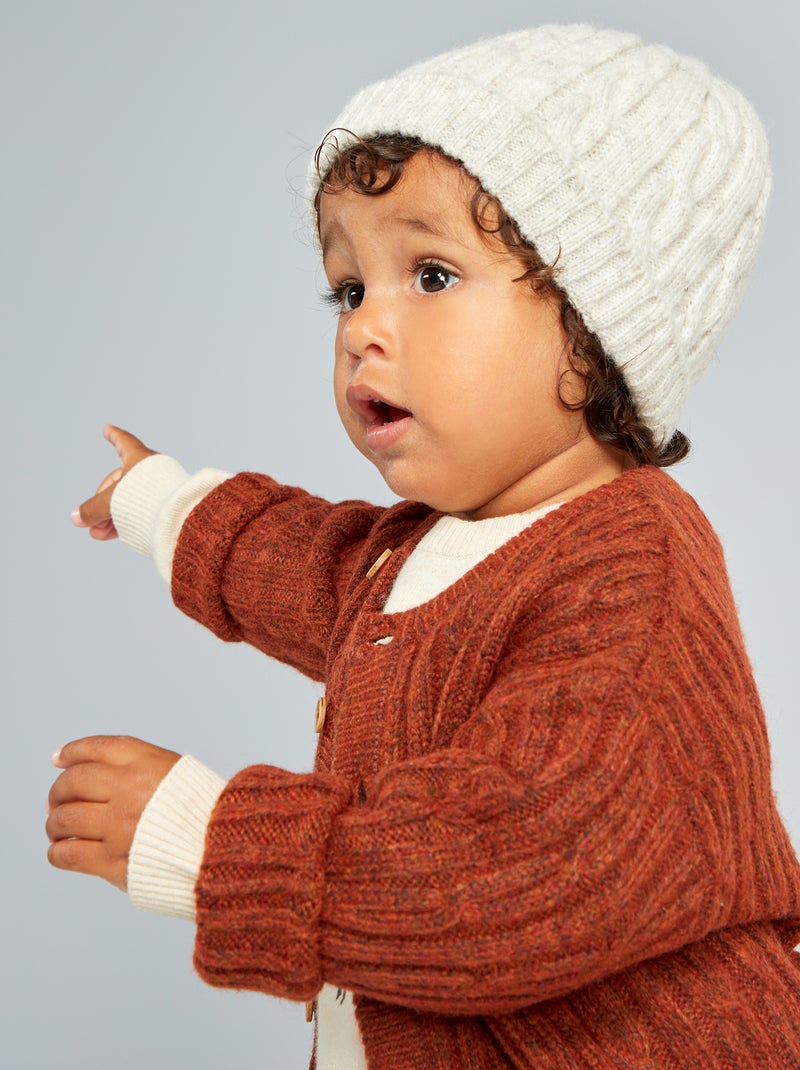 Gilet en maille tricot boutonné marron - Kiabi