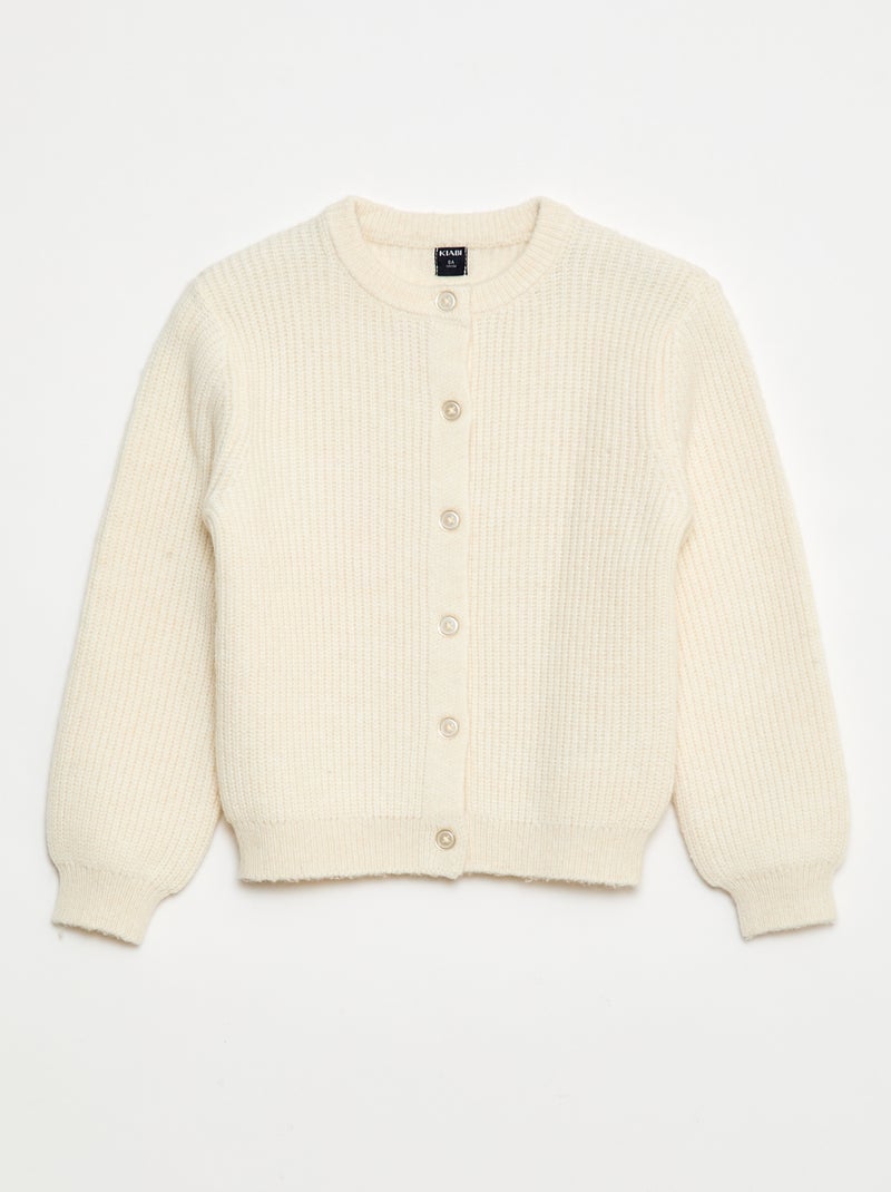 Gilet en maille tricot grosse jauge uni Beige - Kiabi