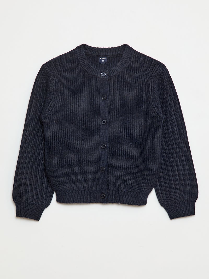 Gilet en maille tricot grosse jauge uni Bleu - Kiabi